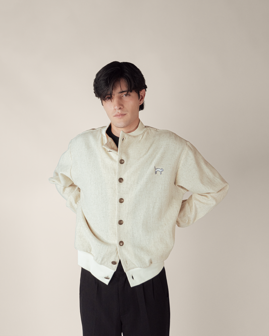 Cardigan Básico Cuello Alto ESG, Beige